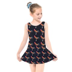 Background Pattern Chicken Fowl Cockerel Livestock Kids  Skater Dress Swimsuit