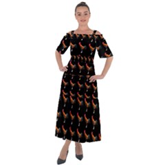 Background Pattern Chicken Fowl Cockerel Livestock Shoulder Straps Boho Maxi Dress  by Ravend