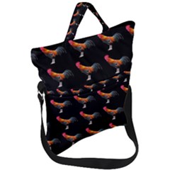 Background Pattern Chicken Fowl Cockerel Livestock Fold Over Handle Tote Bag by Ravend