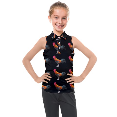 Background Pattern Chicken Fowl Cockerel Livestock Kids  Sleeveless Polo Tee by Ravend