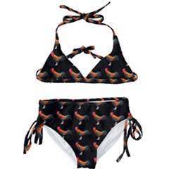 Background Pattern Chicken Fowl Cockerel Livestock Kids  Classic Bikini Set by Ravend