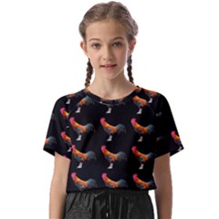 Background Pattern Chicken Fowl Cockerel Livestock Kids  Basic Tee by Ravend