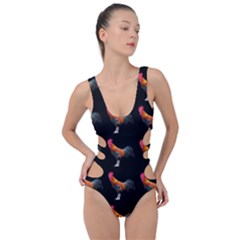 Background Pattern Chicken Fowl Cockerel Livestock Side Cut Out Swimsuit by Ravend