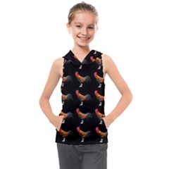 Background Pattern Chicken Fowl Cockerel Livestock Kids  Sleeveless Hoodie by Ravend