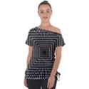 Focus Squares Optical Illusion Background Pattern Off Shoulder Tie-Up Tee View1