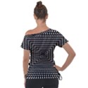 Focus Squares Optical Illusion Background Pattern Off Shoulder Tie-Up Tee View2