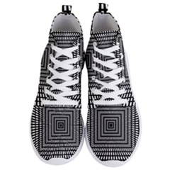 Focus Squares Optical Illusion Background Pattern Men s Lightweight High Top Sneakers by Ravend