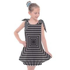 Focus Squares Optical Illusion Background Pattern Kids  Tie Up Tunic Dress by Ravend