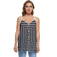 Focus Squares Optical Illusion Background Pattern Casual Spaghetti Strap Chiffon Top by Ravend