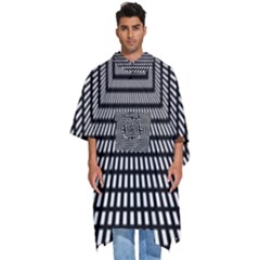 Focus Squares Optical Illusion Background Pattern Men s Hooded Rain Ponchos