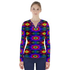 Colorfull Wallpaper V-neck Long Sleeve Top by artworkshop