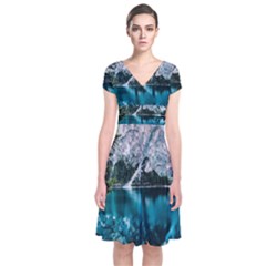 Lake Short Sleeve Front Wrap Dress by artworkshop