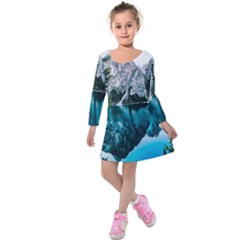 Lake Kids  Long Sleeve Velvet Dress by artworkshop