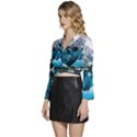 lake Long Sleeve Tie Back Satin Wrap Top View2