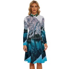 Lake Long Sleeve Shirt Collar A-line Dress