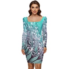 Dandelion Women Long Sleeve Ruched Stretch Jersey Dress by artworkshop