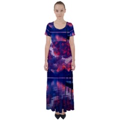 Dawn High Waist Short Sleeve Maxi Dress by artworkshop