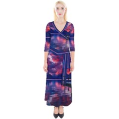 Dawn Quarter Sleeve Wrap Maxi Dress by artworkshop