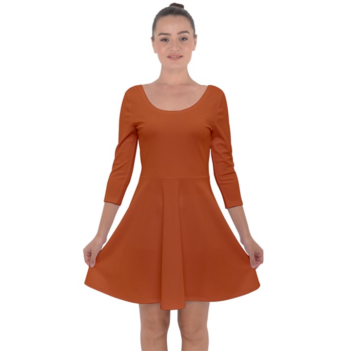 Orange Fox	 - 	Quarter Sleeve Skater Dress