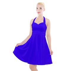 Ultra Marine Blue	 - 	halter Party Swing Dress by ColorfulDresses