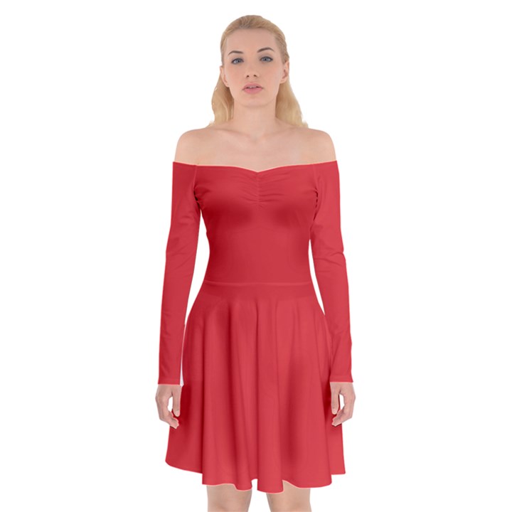 Amaranth Red	 - 	Off Shoulder Skater Dress