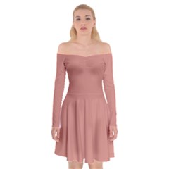 Canyon Clay Red	 - 	off Shoulder Skater Dress by ColorfulDresses