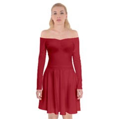 Cranberry Red	 - 	off Shoulder Skater Dress by ColorfulDresses