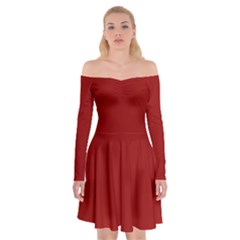 Ruby Red	 - 	off Shoulder Skater Dress by ColorfulDresses