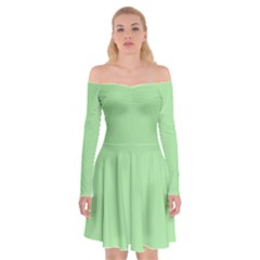 Granny Smith Apple Green	 - 	off Shoulder Skater Dress by ColorfulDresses