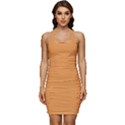 Sandy Orange	 - 	Sleeveless Wide Square Neckline Ruched Bodycon Dress View1