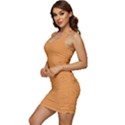 Sandy Orange	 - 	Sleeveless Wide Square Neckline Ruched Bodycon Dress View2