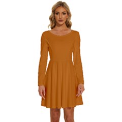 Alloy Orange	 - 	long Sleeve Wide Neck Velvet Dress