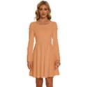 Cantaloupe Orange	 - 	Long Sleeve Wide Neck Velvet Dress View1