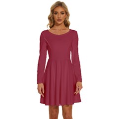 Big Dip Ruby Red	 - 	long Sleeve Wide Neck Velvet Dress