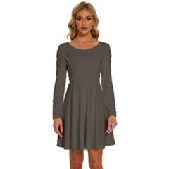 Ash Grey	 - 	long Sleeve Wide Neck Velvet Dress by ColorfulDresses