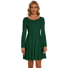 Sacramento Green	 - 	long Sleeve Wide Neck Velvet Dress by ColorfulDresses