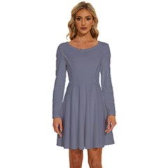 Rhythm Grey	 - 	long Sleeve Wide Neck Velvet Dress