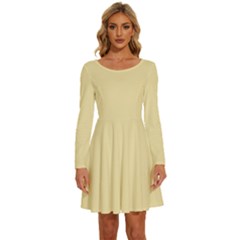 Medium Champagne	 - 	long Sleeve Wide Neck Velvet Dress