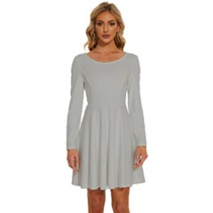 Silver Sand Grey	 - 	long Sleeve Wide Neck Velvet Dress