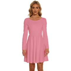 Schauss Pink	 - 	long Sleeve Wide Neck Velvet Dress