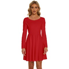 Venetian Red	 - 	long Sleeve Wide Neck Velvet Dress