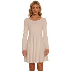 Silver Peony	 - 	long Sleeve Wide Neck Velvet Dress