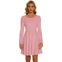 Light Pink	 - 	Long Sleeve Wide Neck Velvet Dress View1