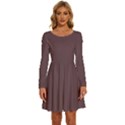 Plum Wine	 - 	Long Sleeve Wide Neck Velvet Dress View1