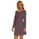 Plum Wine	 - 	Long Sleeve Wide Neck Velvet Dress View2