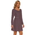 Plum Wine	 - 	Long Sleeve Wide Neck Velvet Dress View3