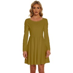 Sand Dune	 - 	long Sleeve Wide Neck Velvet Dress