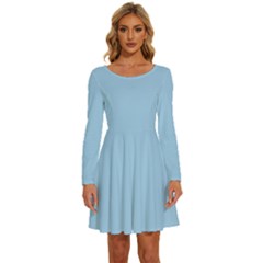 Jeans Blue	 - 	long Sleeve Wide Neck Velvet Dress