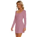 Cashmere Rose Pink	 - 	Long Sleeve Square Neck Bodycon Velvet Dress View2