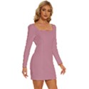 Cashmere Rose Pink	 - 	Long Sleeve Square Neck Bodycon Velvet Dress View3